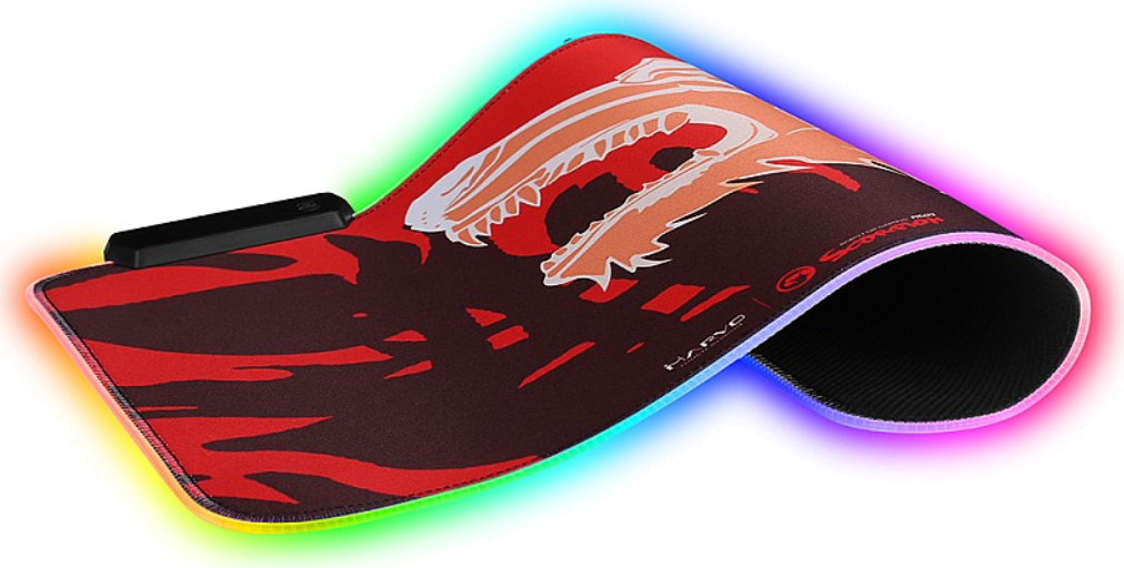Marvo MG-09 FireWolf RGB Gaming Mouse Pad, 350 x 250 x 3 mm Microfibre Textile Surface, Anti-slip Rubber Base, 7 Colors 3 Effects Lighting, USB 2.0