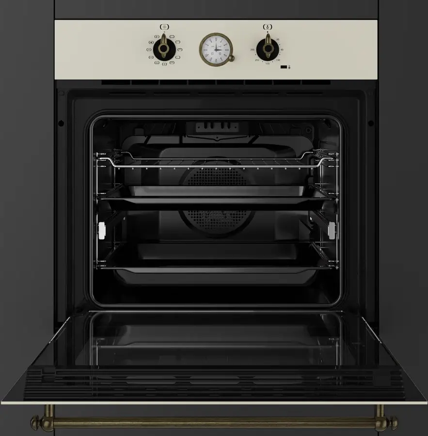 Teka HRB 6300 VN Country Style Multifunction Built-in Oven, SurroundTemp, 70L Capacity, 9 Functions, HydroClean PRO, Vanilla Rustic Finish, Class A