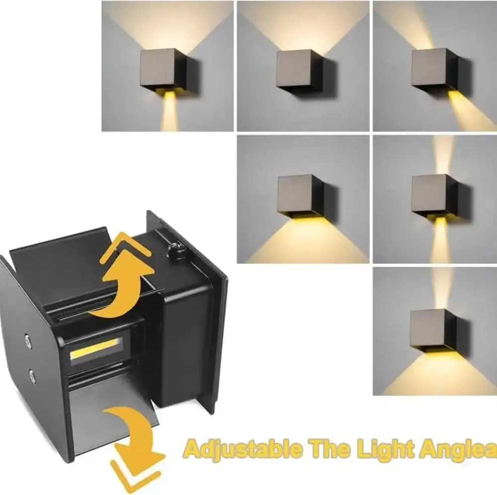 ProLed Otto WL-1101 Architectural Outdoor Wall Light, 6W COB LED, IP54 Waterproof, Adjustable Beam Angle Up/Down, Warm White 3000K, Aluminum