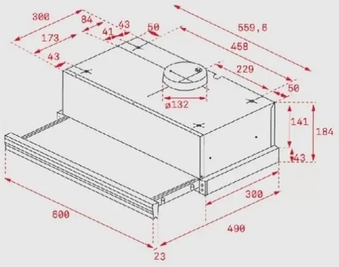 Teka CNL 6415 Plus Telescopic Pull-out Hood, 600mm Black Crystal, EcoPower Motor, 5 Speed Levels + Turbo, LED Lighting, Stainless Steel Filters
