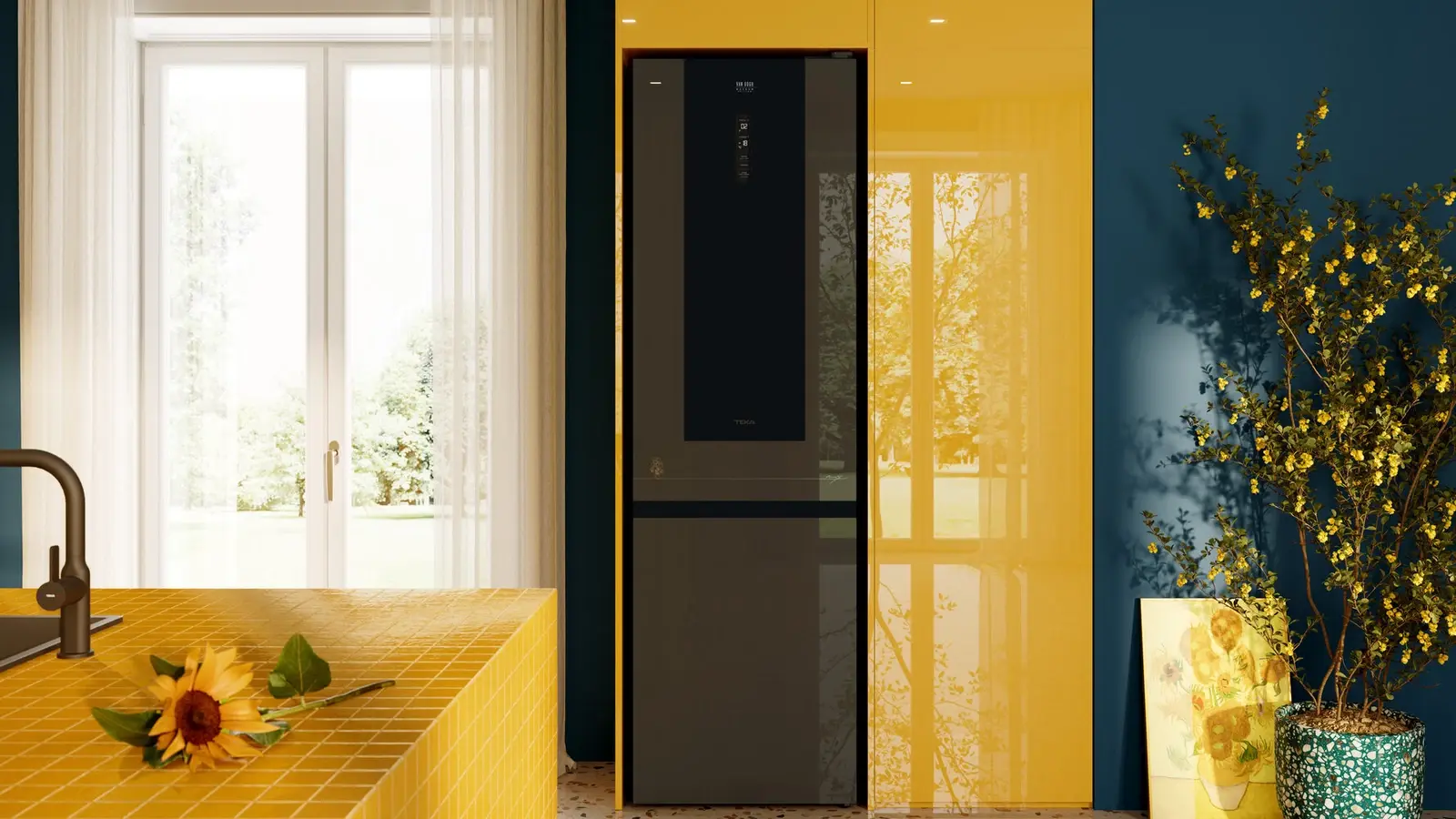 Teka RBF 88670 Van Gogh Free-standing Combi Refrigerator Freezer, Total No Frost, Inverter Motor, Dark Grey Crystal, 378L, Energy Class C, 59.5x70x201 cm
