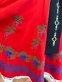 Benefis Moldovan National Skirt J 0126, Traditional Red Embroidery with Grape and Floral Motifs, White Lace Trim, Natural Materials