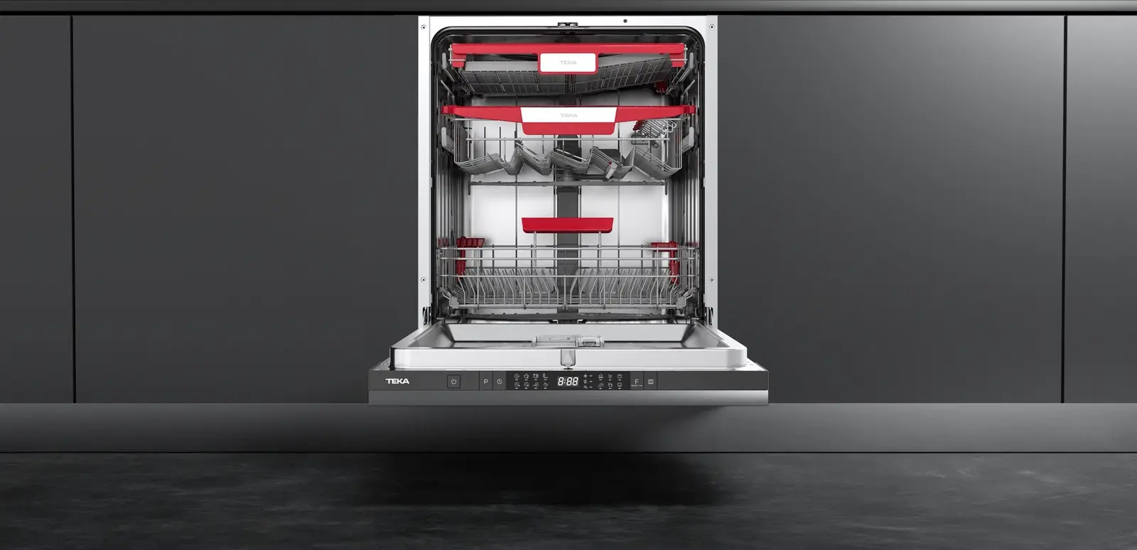 Teka DFI 76960 Fully Integrated Dishwasher, 14-16 Place Settings, PremiumDry Auto-Open, BeamOnFloor, AquaStop, 8 Programs, Energy Class B, 42dB