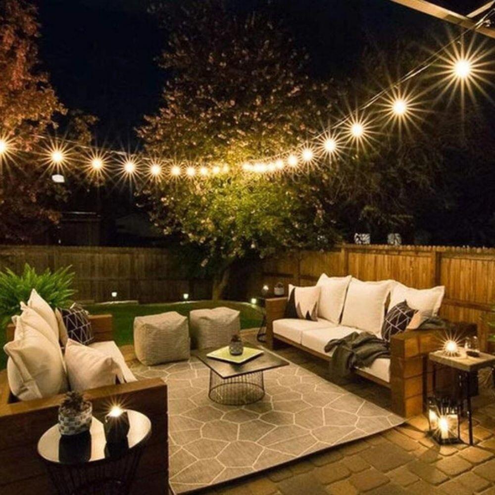 ProLed Light Garland E27, 10m Outdoor String Lights, 10 Sockets, IP44 Waterproof, Interconnectable Professional Bistro Lighting