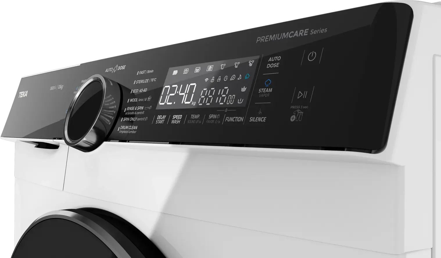 Teka WMK 81050 Front-Load Washing Machine, 10kg Capacity, Inverter Motor, AutoDose System, SmartWash, Steam, 1400-1500 rpm, Energy Class A, White