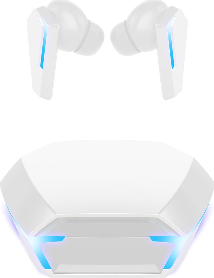 Casca Gaming Wireless M10 TWS, Albă, Bluetooth 5.4, Sunet Hi-Fi Stereo, Latenta 40ms, Anulare Activa a Zgomotului ANC, Rezistenta la Apa IPX5, Lumini LED