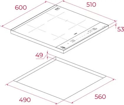 Plita Inductie Teka IBF 64-VGogh FXT BV, 60 cm, 4 Zone cu 2 zone FLEX, Control Slider Touch, Power Plus, Instalare Fast-Click, Sticla Gri Inchis