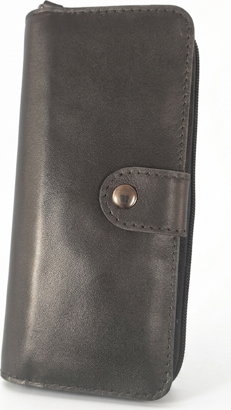 Nicov BIG Large Genuine Leather Wallet, Brown, 5 Banknote Compartments, 14 Card Slots, Zippered Coin Pocket, 20cm x 9cm