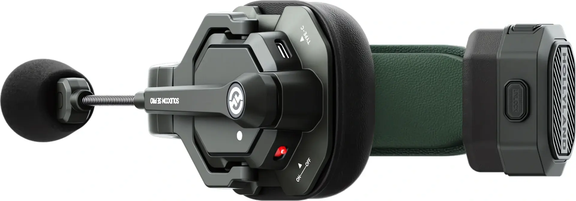 Sistem Intercom Wireless Full-Duplex Hollyland Solidcom SE 2S, 2.4GHz, Raza 350m, Anulare Zgomot ENC, Autonomie 12h, 2 Casti