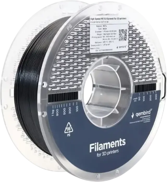 Filament pentru imprimantă 3D Gembird 3DP-PETG1.75HY-01-BK, PETG, Negru , 1.75 mm, 1kg