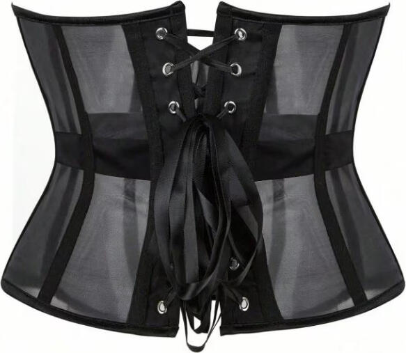 Corset modelat de seară I HOOV - Antrenor de talie din plasă transparentă cu șireturi reglabile pentru spate, model invizibil ușor pentru corp pentru slăbire, stil gotic vintage - mărimea M