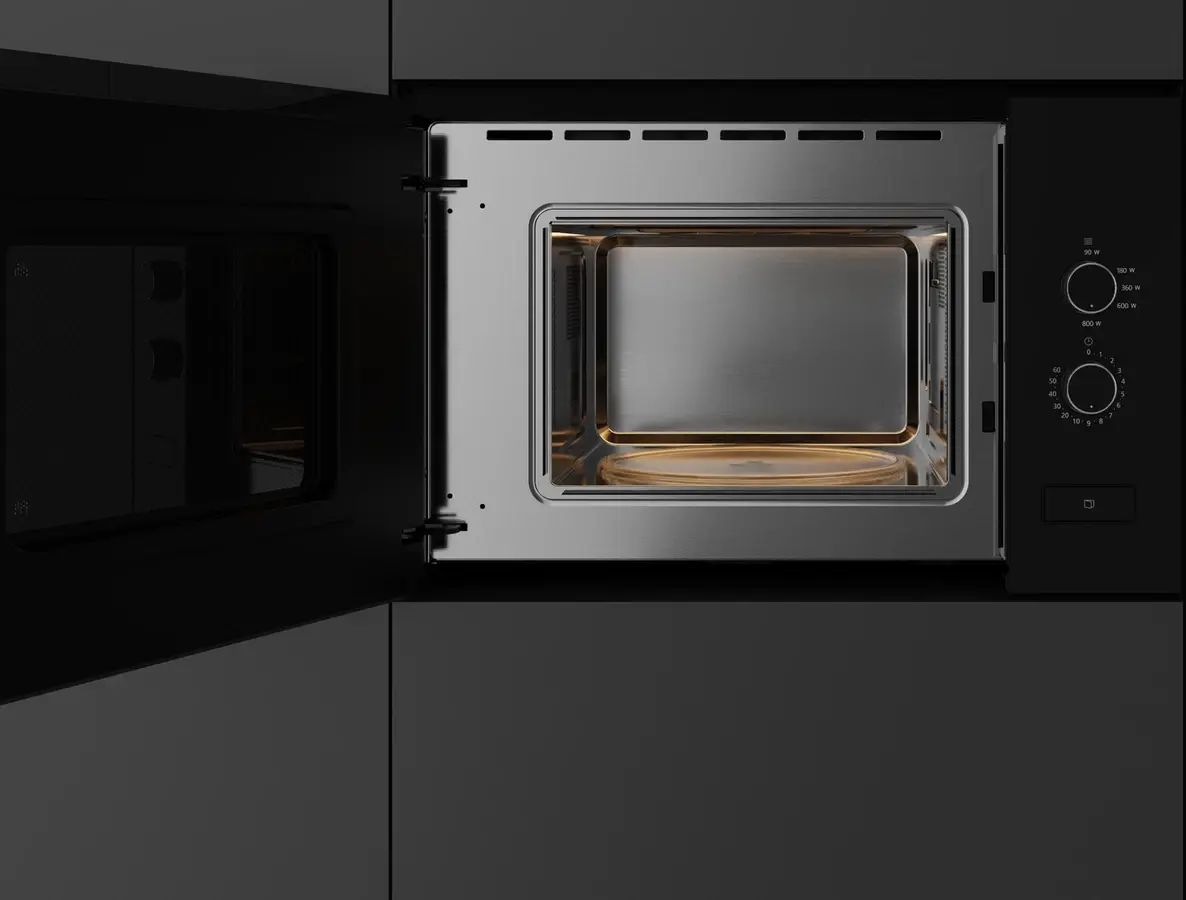 Teka ML 820 FI BK Built-in Microwave Oven with Quartz Grill, 1250W Power, 20L Capacity, Stainless Steel Cavity, Black Crystal Finish
