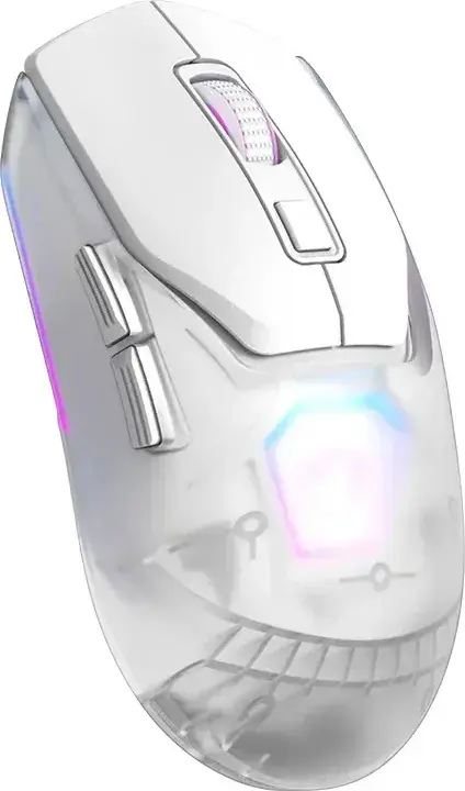 Mouse Gaming Wireless Marvo Fit Pro G1W, Alb, Senzor Pixart 3370 19000 DPI, Conectivitate Tri-mode Wireless/Wired, Switch-uri Omron, RGB, Module Palm Rest Interschimbabile