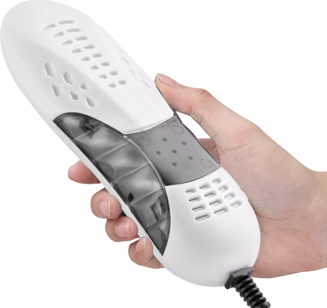 Electric Shoe Dryer with UV Sterilization, 10W Antibacterial Drying & Deodorizing for Leather, Boots, Rain Shoes & Gloves, White, Cable Protection
