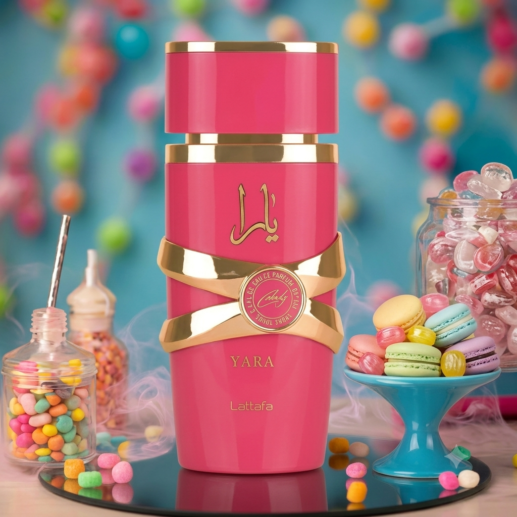 Lattafa Yara Candy Eau de Parfum for Women, 100ml, Fruity Gourmand Fragrance with Strawberry, Vanilla and Musk Notes