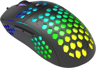 Marvo M399 RGB Gaming Mouse, 6400 DPI Optical Sensor, Honeycomb Perforated Lightweight Design, 6 Programmable Buttons, Wired USB, Black