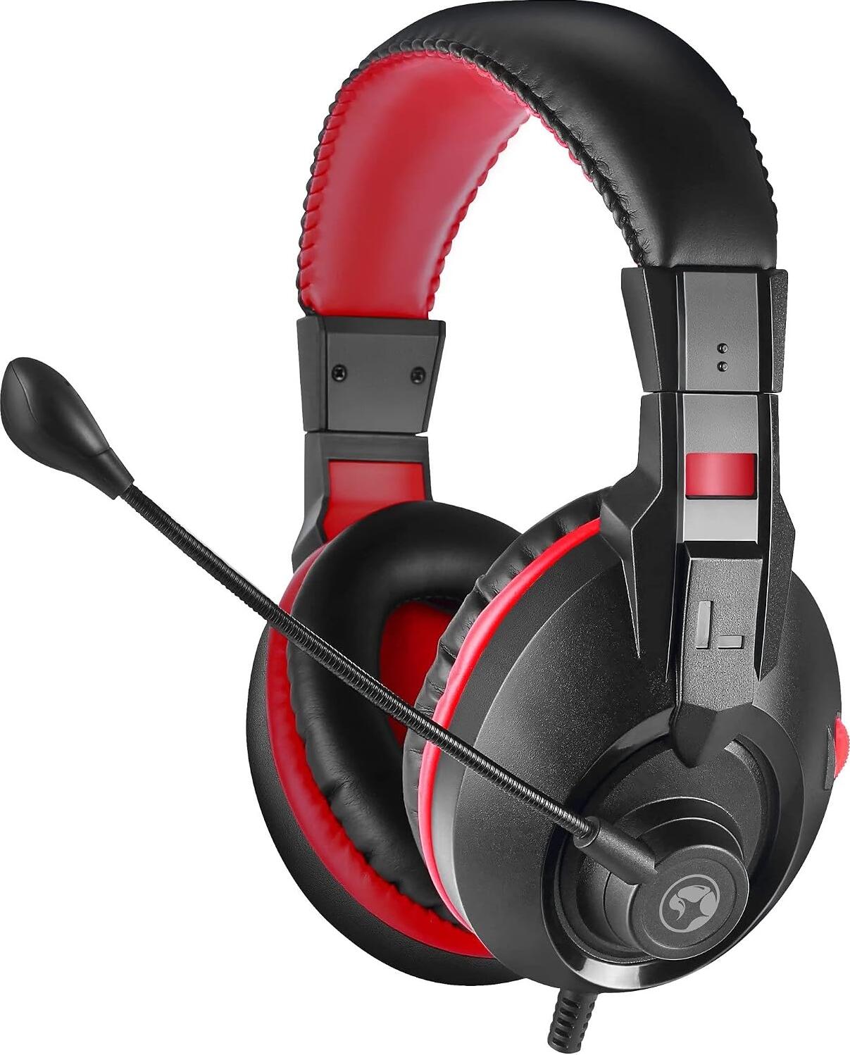 Marvo H8321S Lightweight Stereo Gaming Headset, 40mm Drivers, Omnidirectional Microphone, Synthetic Leather Ear Cups, 2m Cable, Black, for PC