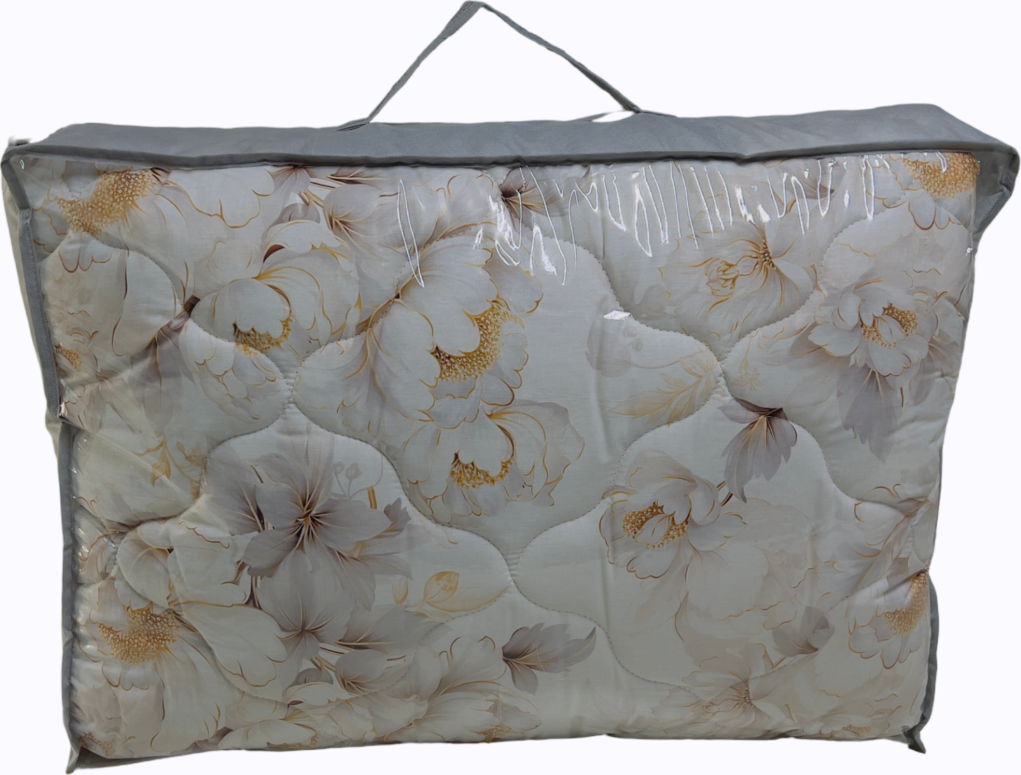 Cuvertura de Iarna Matlasata Kivrak din Lana de Oi Naturala, 200x220 cm Euro-Double, Umplutura Lana Czigai, Invelitoare Bumbac Ranforce Turcesc, Floral
