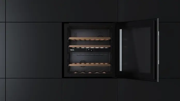 Teka RVI 20041 Built-in Wine Cooler, 41 Bottles, Dual Zone Temperature Control, SurroundAir Fan Cooling, LED Light, UV Glass Door, 60cm Niche
