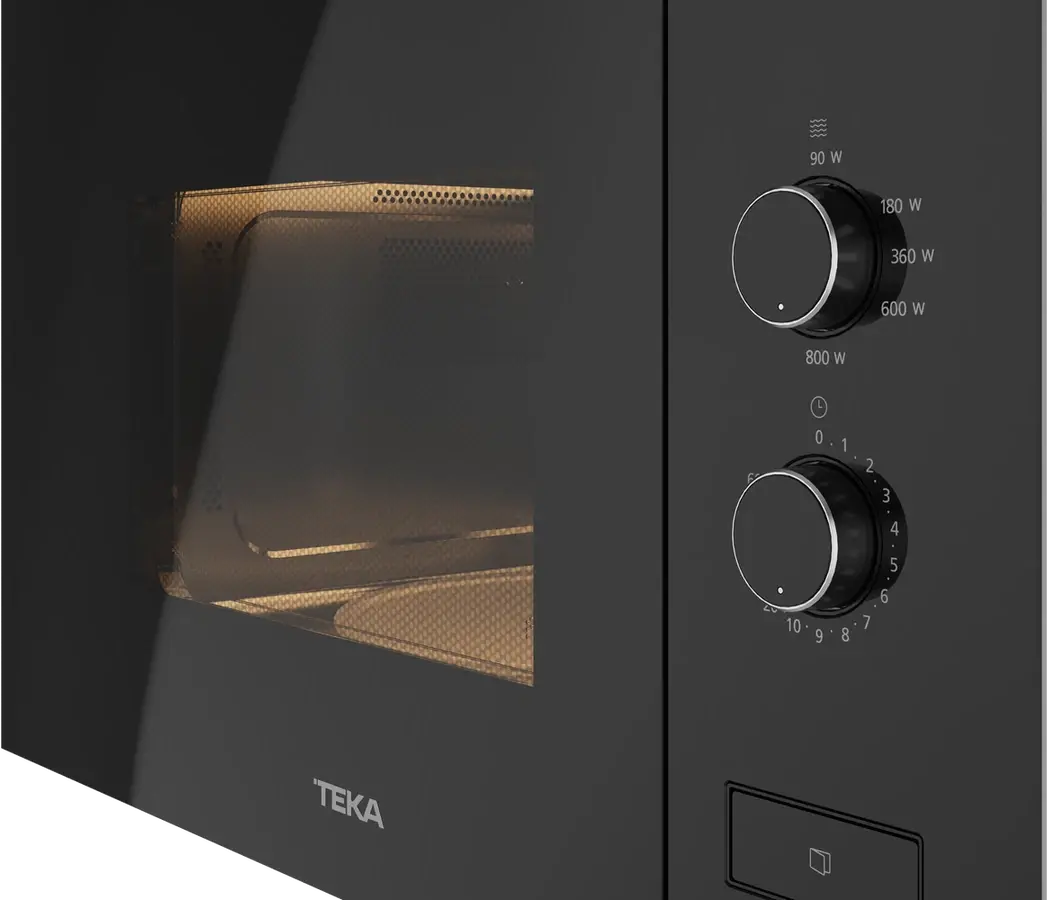 Teka ML 820 FI BK Built-in Microwave Oven with Quartz Grill, 1250W Power, 20L Capacity, Stainless Steel Cavity, Black Crystal Finish