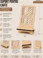 Lemica Wooden Book Holder, Eco-Friendly Plywood Stand with Leaf Pattern, 15x15x23 cm, Beige, Stable Base and Protective Edge for Home and Office