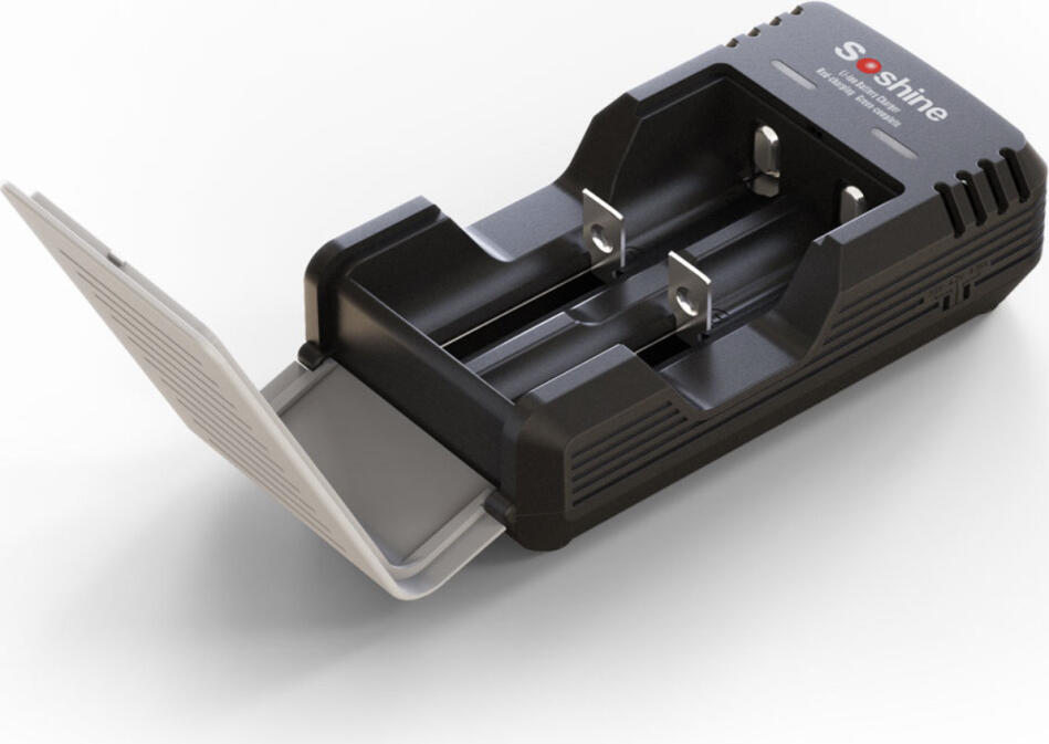 Soshine S2 SC-S2 Încărcător Inteligent Dual pentru Acumulatori Li-Ion 18650 17670, Încărcare Rapidă 1A, Include Adaptor Priză și Auto