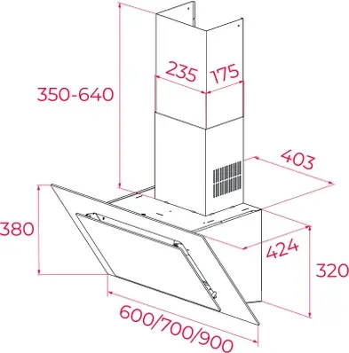 Teka DVT 68660 TBS BK Vertical Decorative Glass Hood, Dual Aspiration System, Touch Control, LED Lighting, 698 m3/h Max Extraction, Night River Black