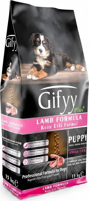 Сухой корм премиум-класса для щенков Gifyy с ягненком и рисом, с высоким содержанием белка и Omega 3 и 6 для кожи и шерсти, 15 кг