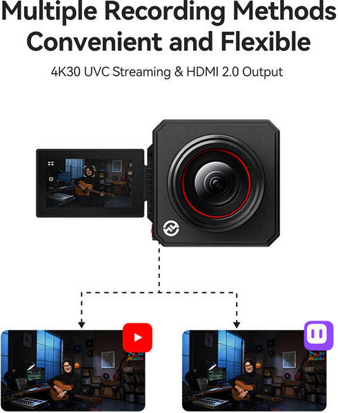 Hollyland VenusLiv Air 4K Live Streaming Camera, 1/1.3-inch 50MP CMOS Sensor, f/1.05 Lens, PC-Free RTMP/SRT, 24/7 Active Cooling, 3-inch Flip Screen