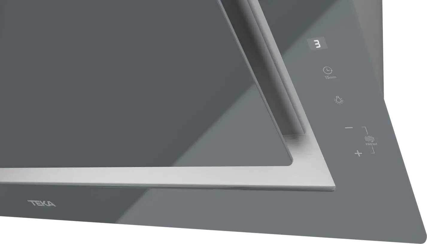 Teka DLV 98660 TOS ST Vertical Decorative Hood, Urban Colors Edition, Stone Grey, 900mm, Touch Control, LED Lighting, Rim Extraction, 696 m3/h Max