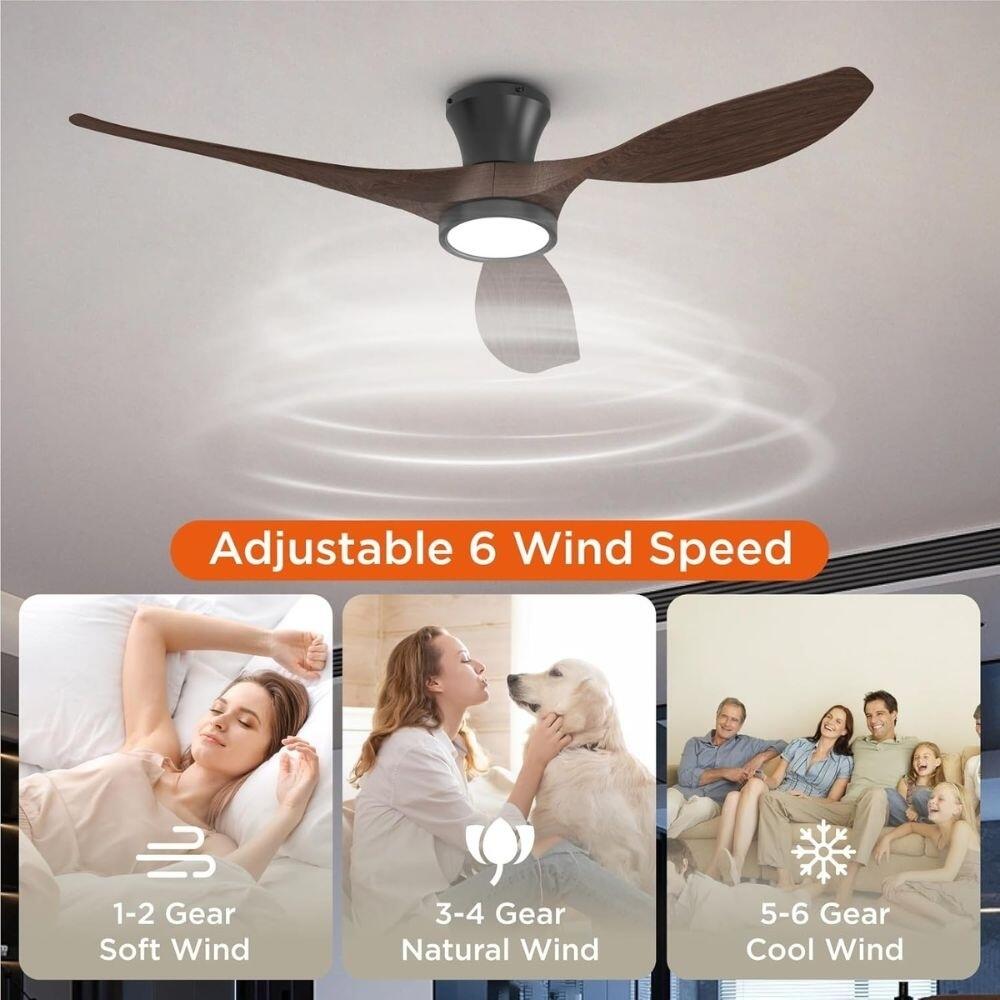 Ventilator de tavan ProLed PRO-YUE-M301-3, 132cm, Motor DC 45W, 3 Pale Aspect Lemn, Lumină LED 3 Culori, Telecomandă, Funcționare Silențioasă