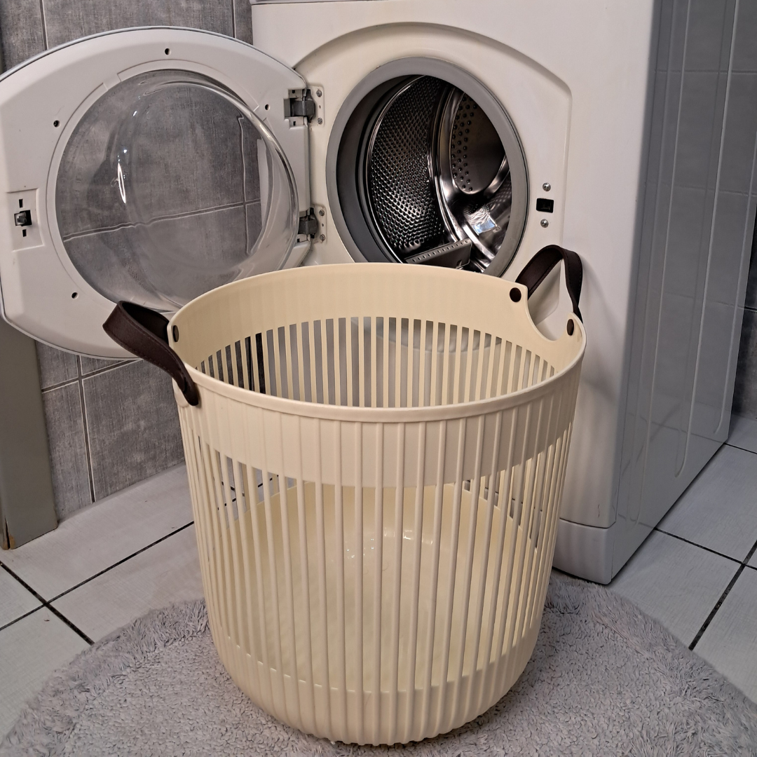 Ventilated Plastic Laundry Basket with Ergonomic Handles: 41 x 41 x 38 cm, Durable Polypropylene Material, Perforated Airflow Design, Lightweight Clothes Hamper for Bathroom and Laundry Room