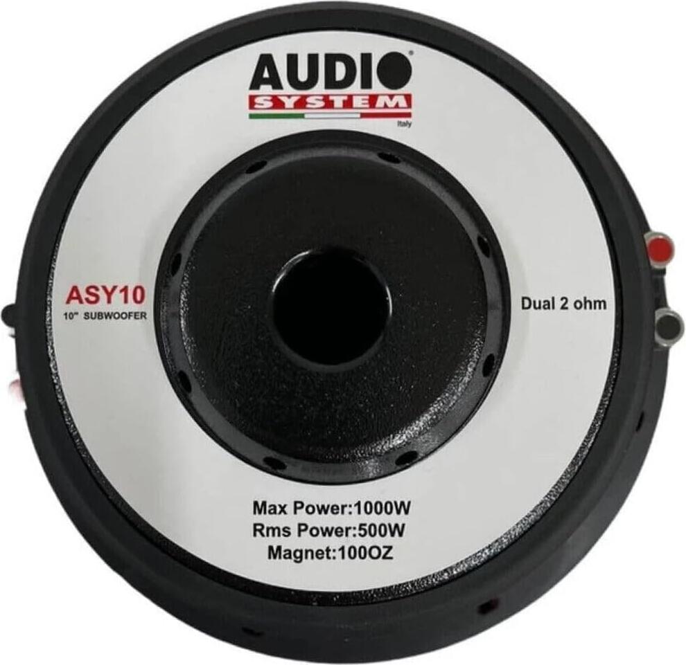 Автомобильный сабвуфер SPL Audio System Italy ASY-10, 250 мм (10 дюймов), Dual 2 Ohm, 500 Вт RMS, Макс. мощность 1000 Вт, Магнит 100 OZ, Красный корпус
