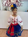 Fustă tradițională națională moldovenească pentru copii Benefis J 0374(4942), Albastru Regal, Materiale Naturale, Broderie Florală, Mărime M