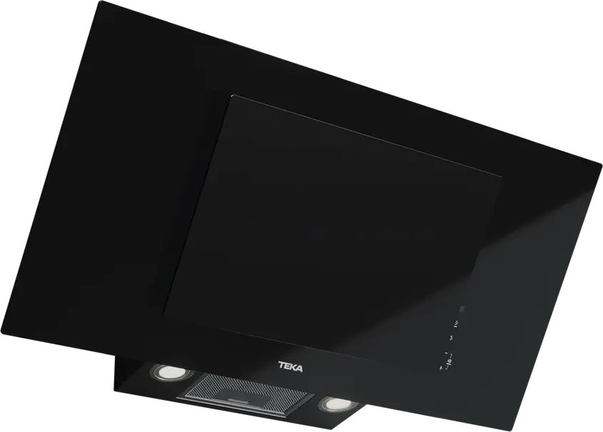 Teka DVT 98660 TBS Vertical Decorative Hood, Night River Black Glass, 900mm, Dual Aspiration, Touch Control, LED Lighting, FreshAir Function