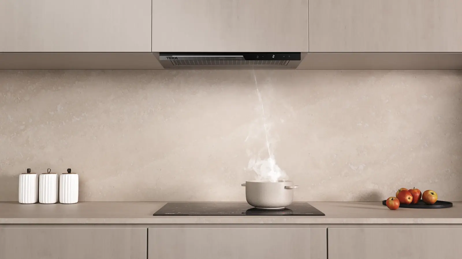 Teka Integra GFI 67350 EOS IX Fully Integrated Kitchen Hood, 60cm, Stainless Steel and Black Glass, Touch Control, ECO Power Motor, LED Lighting, A+
