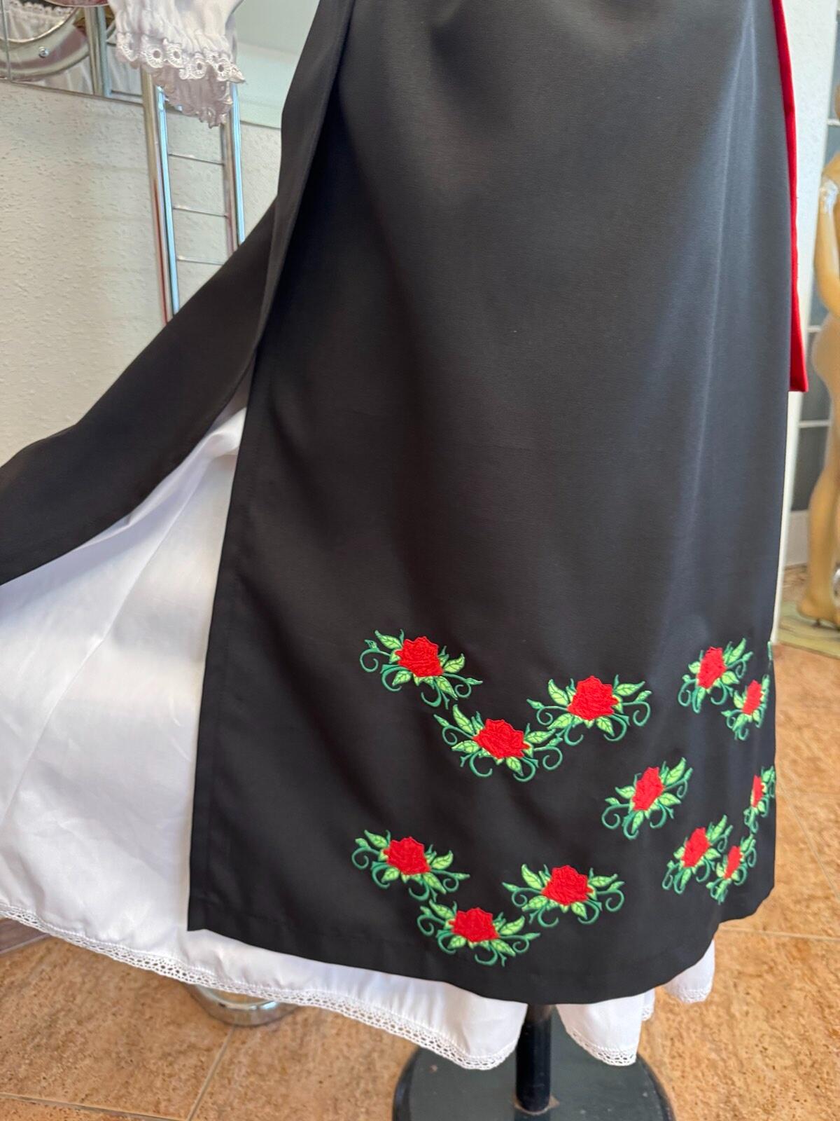 Benefis Moldovan National Skirt J 0146 Traditional Set of 2 Pieces Black Embroidered Outer Skirt and White Cotton Lace Under-skirt XL Adult