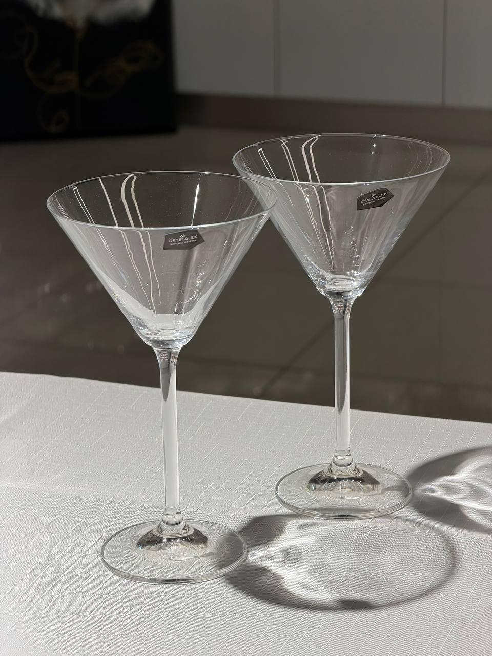 Crystalex Forum Martini Glasses Set of 6, 280ml Crystal Glass with Triangular Bowl and Thin Stem