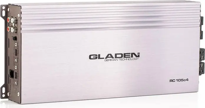 GLADEN RC 105c4 4-Channel Car Amplifier Class A/B, 4 x 105W RMS, 2 x 300W Bridged, 20-20,000 Hz, High-Level Input with Auto Sense