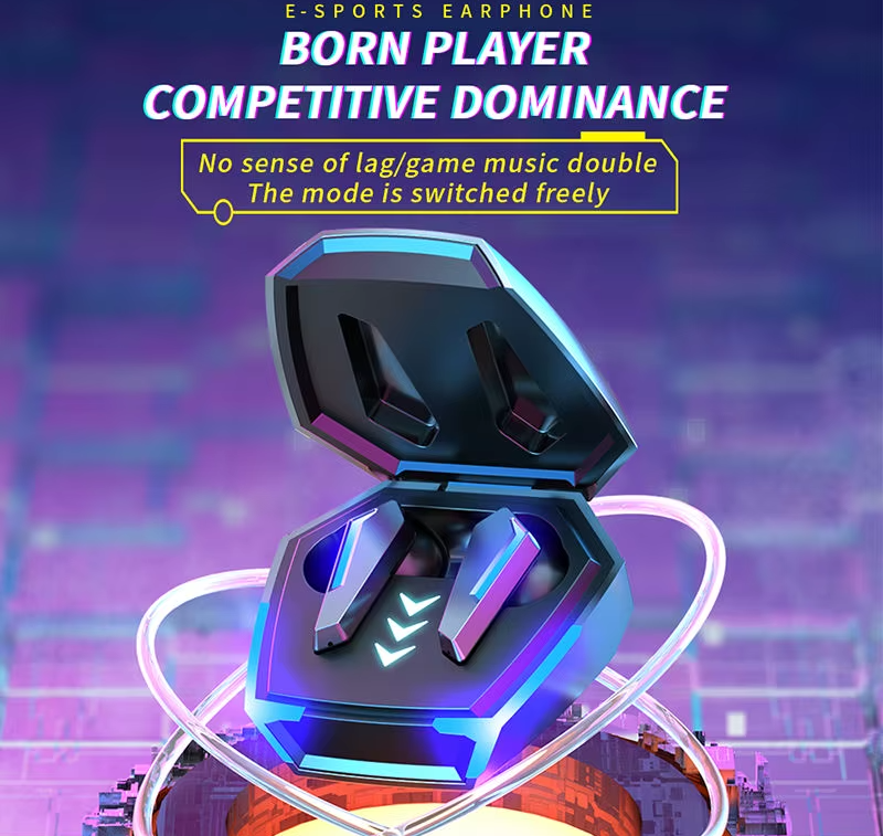 Casca Gaming Wireless M10 TWS, Albă, Bluetooth 5.4, Sunet Hi-Fi Stereo, Latenta 40ms, Anulare Activa a Zgomotului ANC, Rezistenta la Apa IPX5, Lumini LED