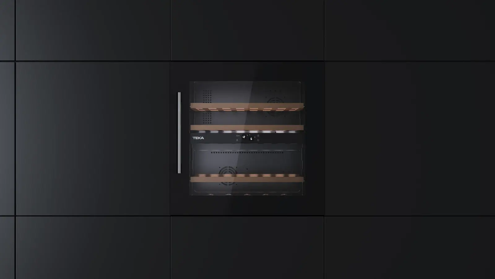 Teka RVI 20041 Built-in Wine Cooler, 41 Bottles, Dual Zone Temperature Control, SurroundAir Fan Cooling, LED Light, UV Glass Door, 60cm Niche