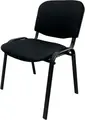 Office Chair with Armrests, Fabric Padded Seat and Backrest, Metal Frame, Fixed Legs, Black, 40 cm Seat Depth