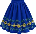 Fustă tradițională națională moldovenească pentru copii Benefis J 0374(4942), Albastru Regal, Materiale Naturale, Broderie Florală, Mărime M
