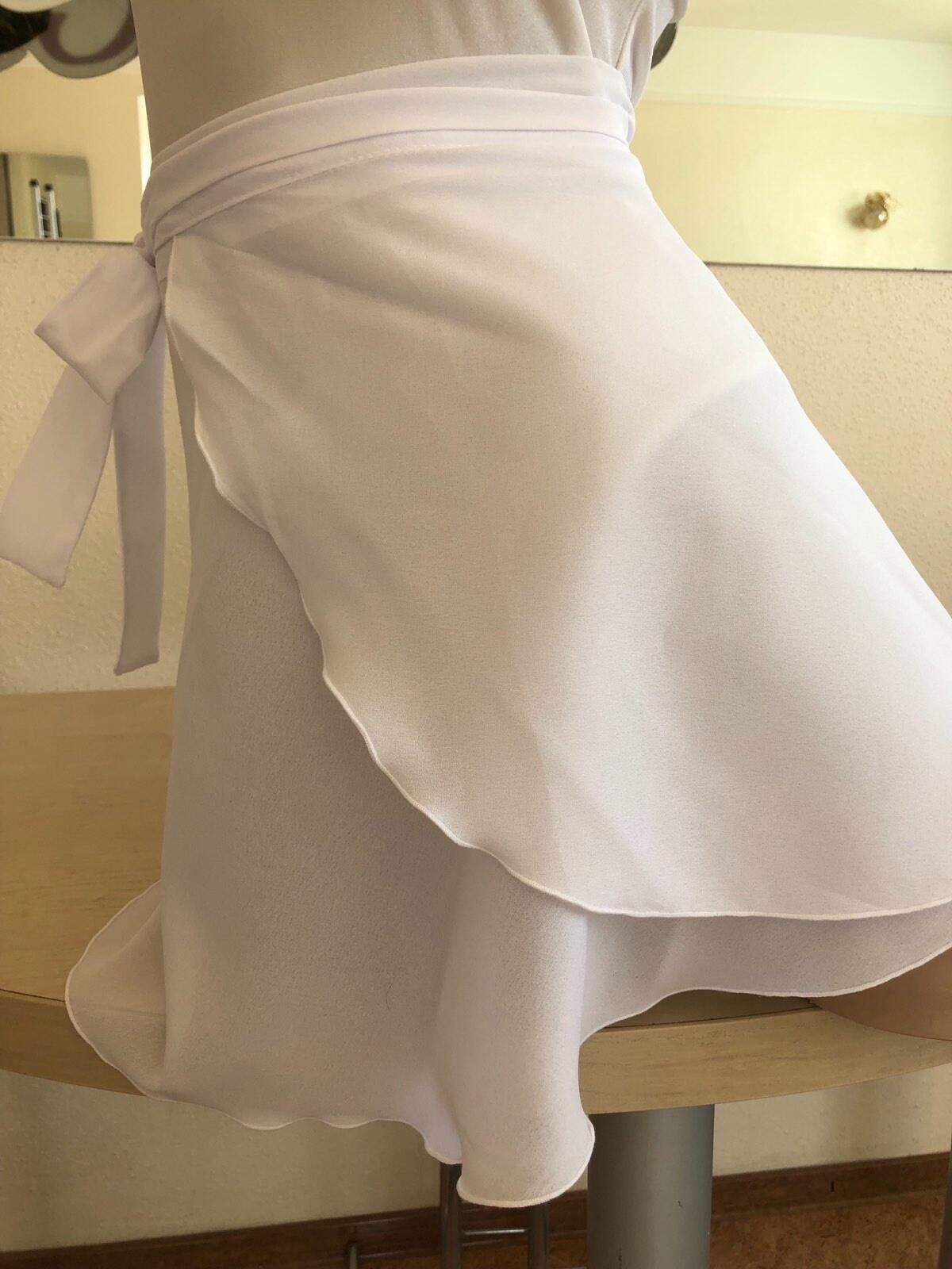 Benefis E 0002(4035) White Chiffon Wrap-Around Midi Skirt with Waist Tie Bow for Dance and Ballet Costumes