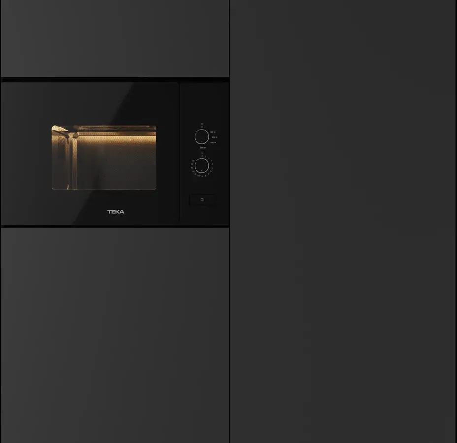 Teka ML 820 FI BK Built-in Microwave Oven with Quartz Grill, 1250W Power, 20L Capacity, Stainless Steel Cavity, Black Crystal Finish
