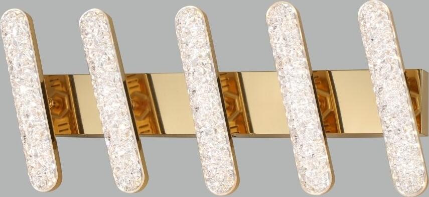 Candelabru LED ProLed ACR-8096 50W 3500lm, Design Crystal Bar 5 Brațe, Temperatură Culoare Reglabilă 3000K-6500K, Telecomandă, Auriu, 40x20cm
