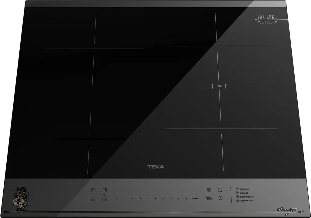Plita Inductie Teka IBF 64-VGogh FXT BV, 60 cm, 4 Zone cu 2 zone FLEX, Control Slider Touch, Power Plus, Instalare Fast-Click, Sticla Gri Inchis