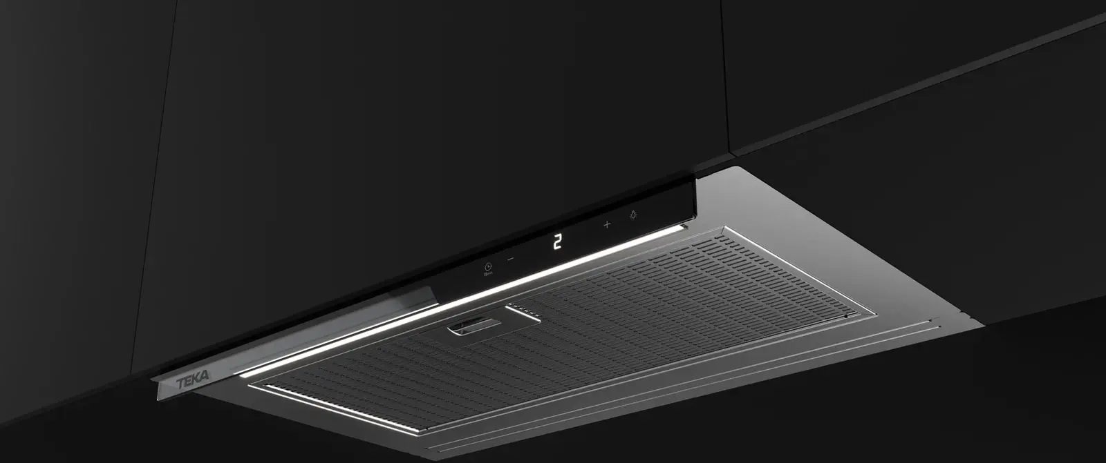 Teka Integra GFI 67350 EOS IX Fully Integrated Kitchen Hood, 60cm, Stainless Steel and Black Glass, Touch Control, ECO Power Motor, LED Lighting, A+