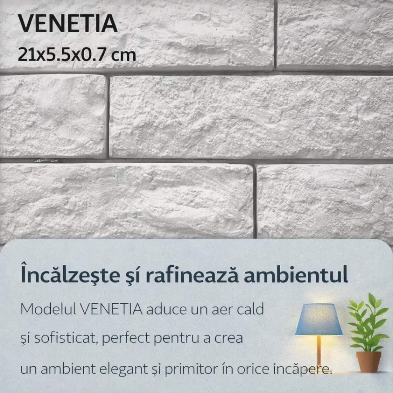 Placi Decorative Caramida Model Venetia, Stil Rustic Mediteranean, 21 x 5.5 x 0.7 cm, pentru Interior si Exterior