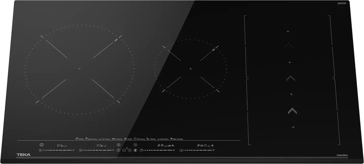 Teka IZS 96700 MasterSense Induction Flex Hob, 4 Zones with MultiSlider Touch Control, Power Plus, Ceramic Glass, 90cm, Night River Black